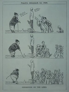 Golf Theme WOMANS GOLF CONGESTION ON THE LINKS 2 Original Post WW1 1920 Cartoon - Picture 1 of 2