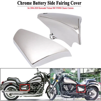 Cubierta lateral de batería cromada para Kawasaki Vulcan 900 VN900C Custom VN900B Classic Foto 1 de 4