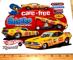 EXTRA LARGE Don THE SNAKE Prudhomme Snake CARE FREE '73 Cuda Hot Wheels Sticker - Picture 1 of 1