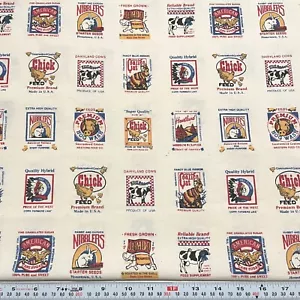 Vintage Joan Kessler for Concord Small Feedsack Labels Cotton Panel 23" x 44" - Picture 1 of 3