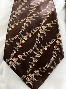 Brioni braune Krawatte Blumenmuster - Bild 1 von 5
