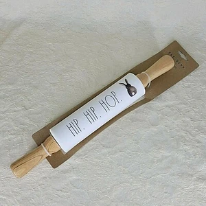 Rolling Roller Pin Handle Easter Bunny Cute Black White Bunny Wood Silicone Dunn - Picture 1 of 9