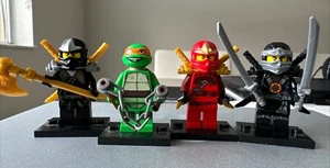 Sale! LOT of 4 Minifigures Lego Ninjago ZX , TMNT Michelangelo Kai Cole Figures - Picture 1 of 5