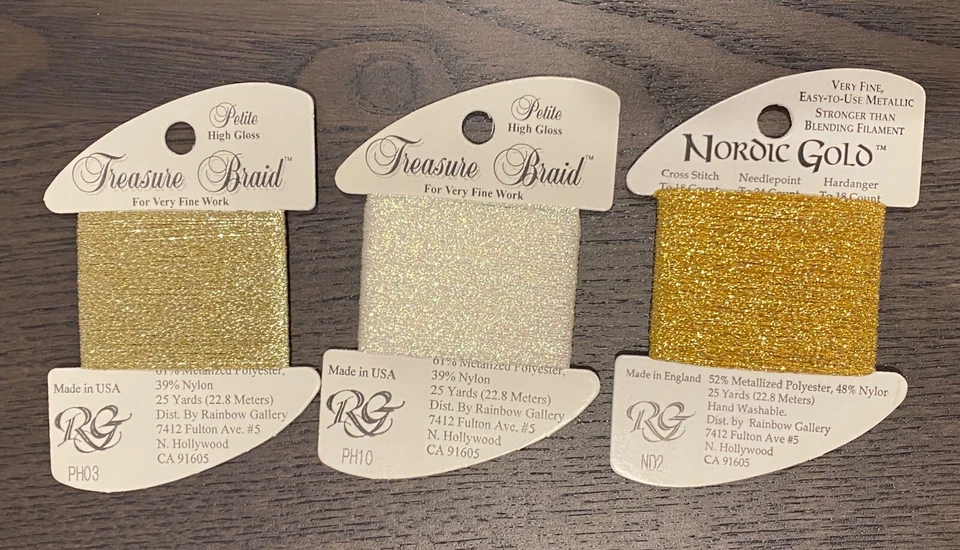 Lot of 3 Rainbow Gallery Petite Treasure Braid PH03 PH10 Nordic Gold ND2 - Image 1 of 1