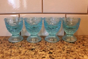 Juego de 4 tazas de huevo de vidrio Longaberger turquesa azul aguamarina hechas a mano en EE. UU. - Imagen 1 de 3