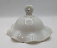 Vintage Ruffled Edge White Milk Glass Smoke Bell For Kerosene Oil Lamp