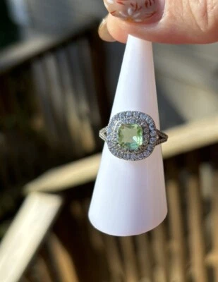 Bomb Party RBP2747 LC Light Green Quartz Sz 6 Rhodium Plated Band - Image 1 of 3