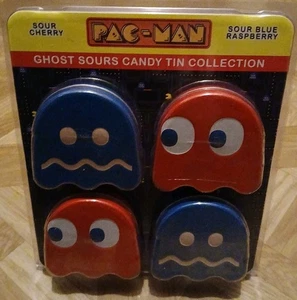 Pac-Man Ghost Sours Candy Tin Collection 4 Pack - 2 Sour Raspberry/2 Sour Cherry - Bild 1 von 2