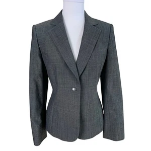 Kasper Gr. 8 Einknopf Blazer Sakko Wollmischung grau Karriere Arbeit minimalistisch - Bild 1 von 12
