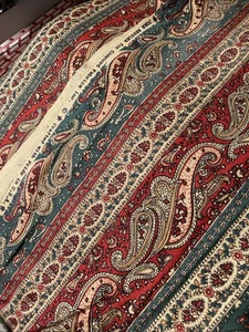 Vintage Joan Kessler Large Floral Paisley red Cotton Fabric 2 yards by 45" - Picture 1 of 3