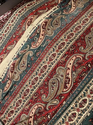Vintage Joan Kessler Large Floral Paisley red  Cotton Fabric 2 yards  by 45" - Image 1 of 3