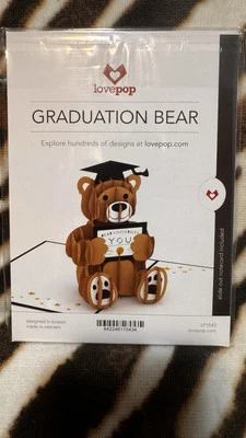 Lovepop 3D Greeting Card Graduation Bear Congratulations Graduation Pop-up New - Image 1 of 2