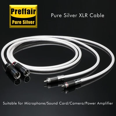 Pair Hi-end Solid Pure Silver RCA to XLR Male Female Audio Interconnect Wire - Image 1 of 4