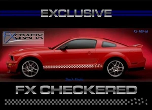 2005 - 2009 Ford Mustang Racing Checkered Side Rocker Stripe #1 Quality Stripes - Picture 1 of 3