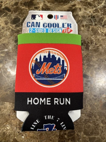 Brand New New York Mets The 7 Line T7L Home Run Apple 12 Oz Can Cooler Koosie Cover