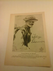 Vintage 1920 WWI ART PRINT of WWI HERO Corporal Whitney D. Sherman 2nd Div 5th Reg - Bild 1 von 1