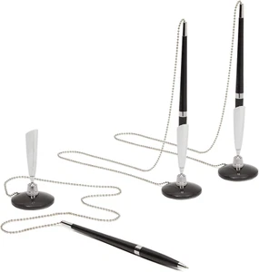 Paquete de 3 bolígrafos de escritorio Juvale con cadena - Soporte adhesivo para bolígrafo de seguridad - Chai de 26" de largo - Imagen 1 de 12