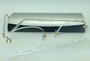 KAZUO KAWASAKI Eyeglasses MP 631 02 AK/48 48-19 140 Rimless Titanium Gold Frames - Picture 1 of 12
