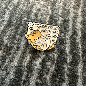 Cat Enamel Pin Kitten I Accomplished Nothing Today Brooch Backpack Cat Lady New - Picture 1 of 5