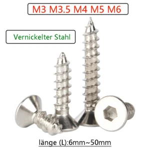 Senkkopf Allen Blechschrauben Stahl Innensechskant Selbstschneidende Schrauben - Picture 1 of 42