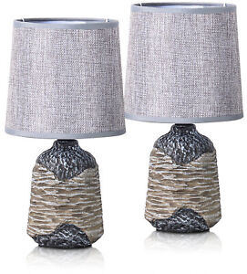 2-Pack  BRUBAKER Table or Bedside Lamps - Gray/Dark Gray w Ceramic Base, 10.8"