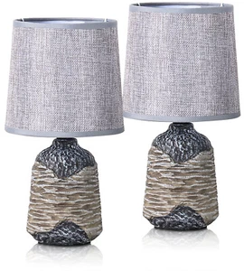 2-Pack  BRUBAKER Table or Bedside Lamps - Gray/Dark Gray w Ceramic Base, 10.8" - Picture 1 of 4