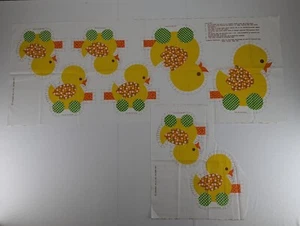 Vintage Yellow Duck Mom & Babies Cut and Sew Panels Pillow Train 7603 Spring Ind - Picture 1 of 7