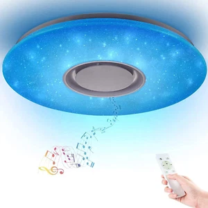 Led Music Ceiling Light with Bluetooth Speaker 36W 20 Inch Multi Functional APP - Picture 1 of 12