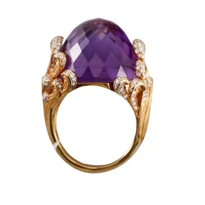 Carrera y Carrera Origen Maxi Gold Diamond Amethyst Ring - Picture 1 of 6