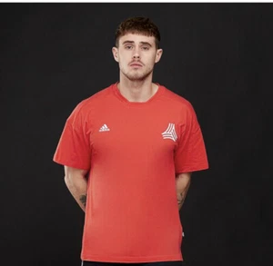 NEW Adidas Mens Tango/orange Logo slight v neck Training Top TShirt - Picture 1 of 5