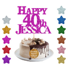 CAKE Topper Personalizzato Qualsiasi Nome Età Scintillanti 11th 18th 22nd 25th 30th 45th