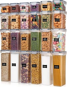 24 Pcs Airtight Food Storage Container Set Kitchen Pantry Organization Canisters - Picture 1 of 6