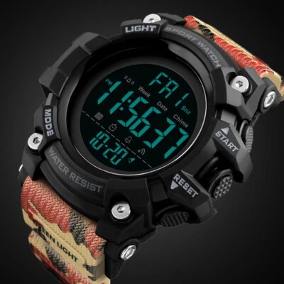 Mens Large Digital Watch 50m Waterproof LED Light Outdoor Military Sport Watches - image 1 of 4