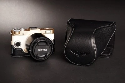 Genuine real Leather Full Camera Case bag for Pentax QS1 8.5 5-15 15-45mm Lens B - Image 1 of 4