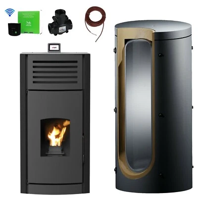 A Robin Wood Enya Aqua Estufa de Pellets Negro Caldera 24kW Set Completo Wifi - Imagen 1 de 4