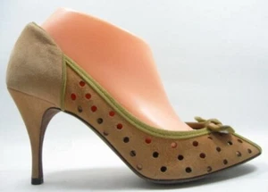 $295 DONALD J PLINER ZAZAS Camel Khaki Beige Designer Open Toe Pumps 10 M - Picture 1 of 4