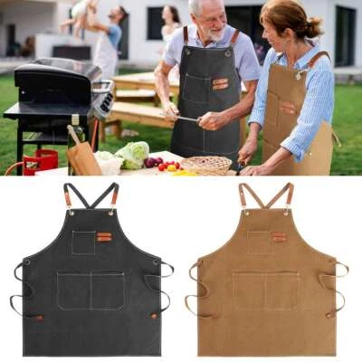 Canvas Tool Work Shop Apron Heavy Duty Woodworking Pockets Chef Workshop New