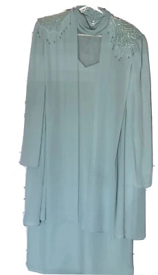 Vestido Vintage David Rose Mãe da Noiva Tamanho 8 Lantejoulas Azul Verde Estilo 2718 - Imagem 1 de 4