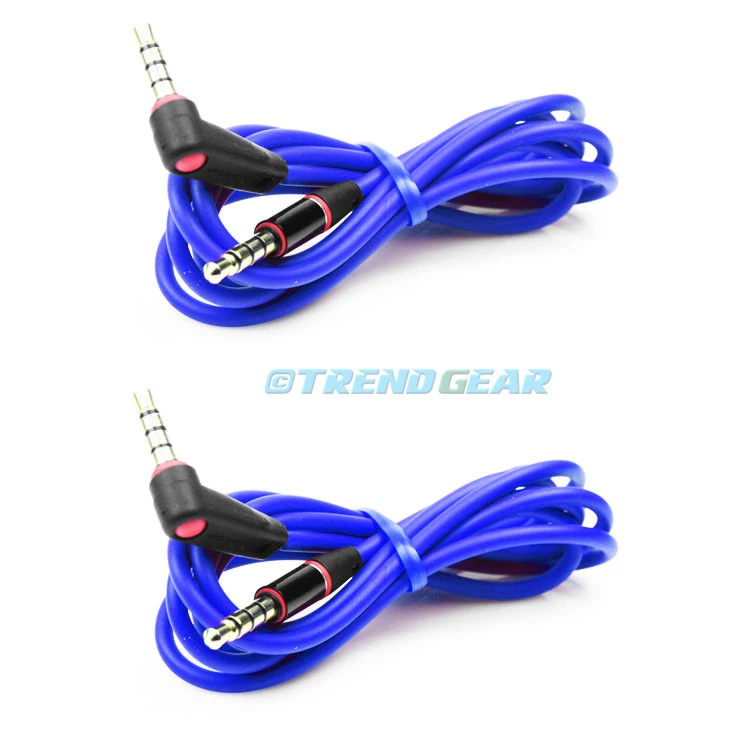 2X 4FT 3.5MM AUX L JACK MALE AUDIO STEREO CABLE BLUE FOR IPHONE 5S 5C IPOD NANO - Image 1 of 1