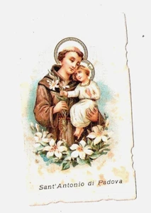 ANTICO SANTINO FUSTELLATO SANT' ANTONIO DI PADOVA ORAZ IMPRIMATUR 1898 HOLY CARD - Imagen 1 de 2
