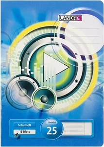 LANDRE Schulheft 10er Pack A4 16 Blatt Lineatur 25 - liniert mit Rand Motiv2 - Bild 1 von 1