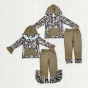 Boutique Niñas Pequeñas Ropa de Caza Bottomland Camuflaje Sudadera con Capucha Top Conjunto - Imagen 1 de 5