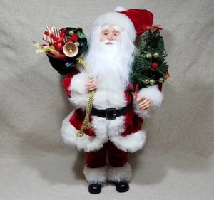CHRISTMAS SANTA CLAUS HOLLY JOLLY TOYS GIFT BAG SELF STANDING 16" FIGURE DECOR - Picture 1 of 12
