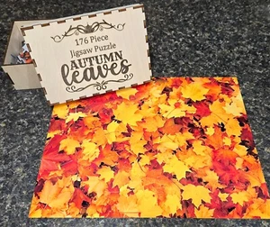 Caja Madera Grabada 176 Piezas Puzzle Hojas Otoño - Imagen 1 de 1