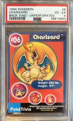 1999 Pokemon Burger King UnPerforated Charizard #6 - PSA 4 - Image 1 of 2
