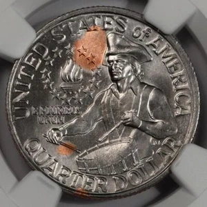1976 NGC MS65 Struck In Copper Fragments Bicentennial Quarter Mint Error Unique - Picture 1 of 4