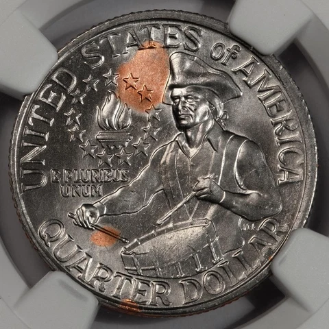 1976 NGC MS65 Struck In Copper Fragments Bicentennial Quarter Mint Error Unique Cover