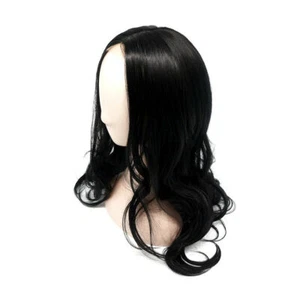 24" Curly Wig Black Long Hair Women Front Lace Silk Natural Wigs Dress Up - Picture 1 of 7