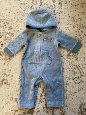 juicy couture baby blue velour Hooded coversuit 0-6M RARE! - Изображение 1 из 4