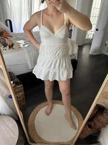 Abercrombie & Fitch Women’s Small White Ruffle Y2K 2000s Mini Dress - Picture 1 of 7